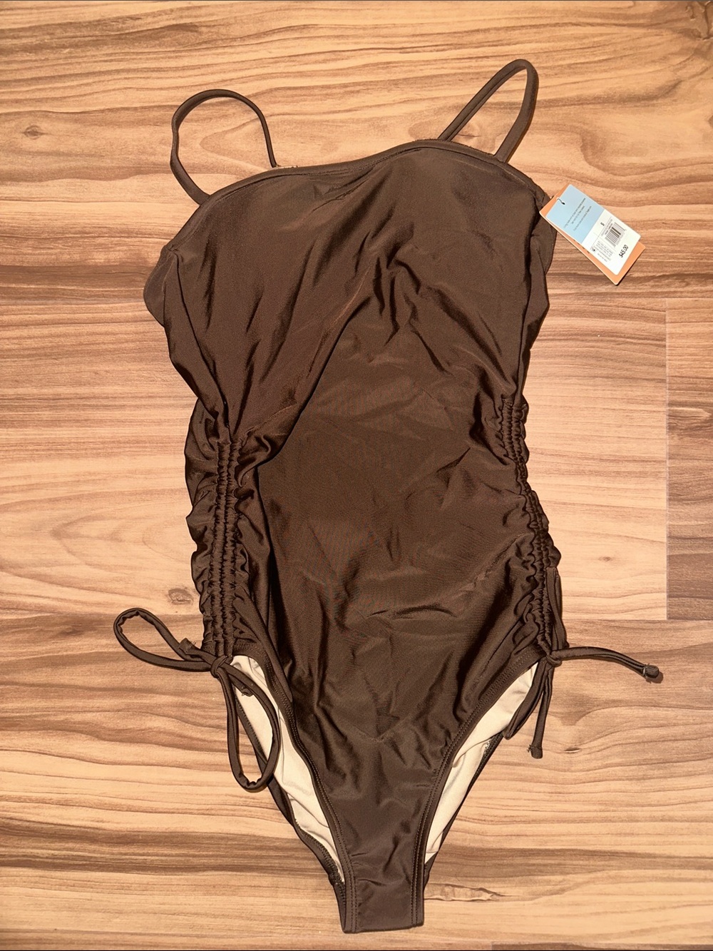 Shade & Shore Dark Brown Ruched One-Piece Swimsuit